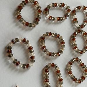 Brown and Clear Crystal Beaded Bracelets